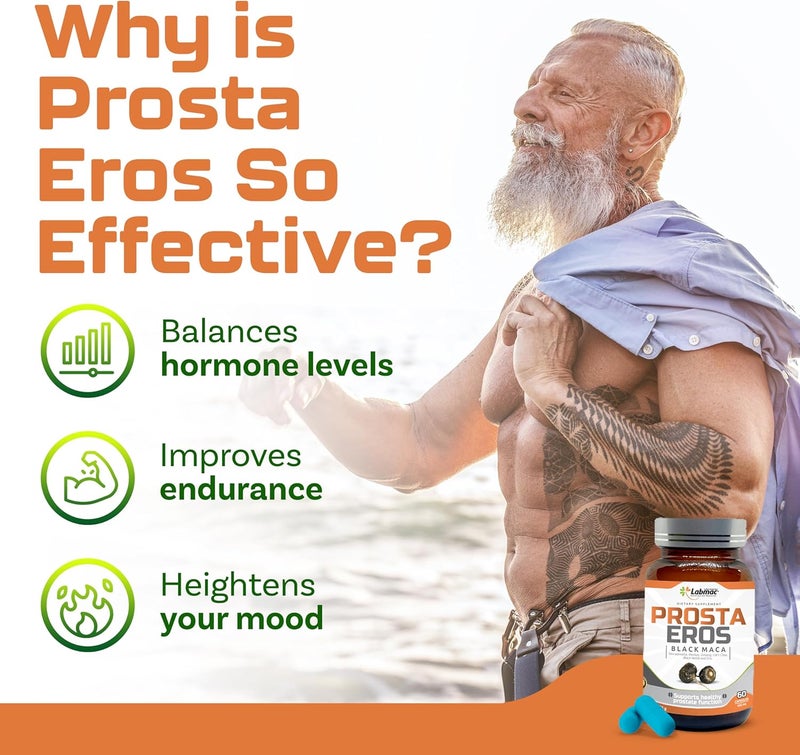 Prosta Eros ProstaEros Prostate Support Supplement  7 Natural Ingredients Black Maca Saw Palmetto Mashua Cats Claw Gingseg Black Nettle and Zinc Capsules 60 Count Pack of 1 - Image 5