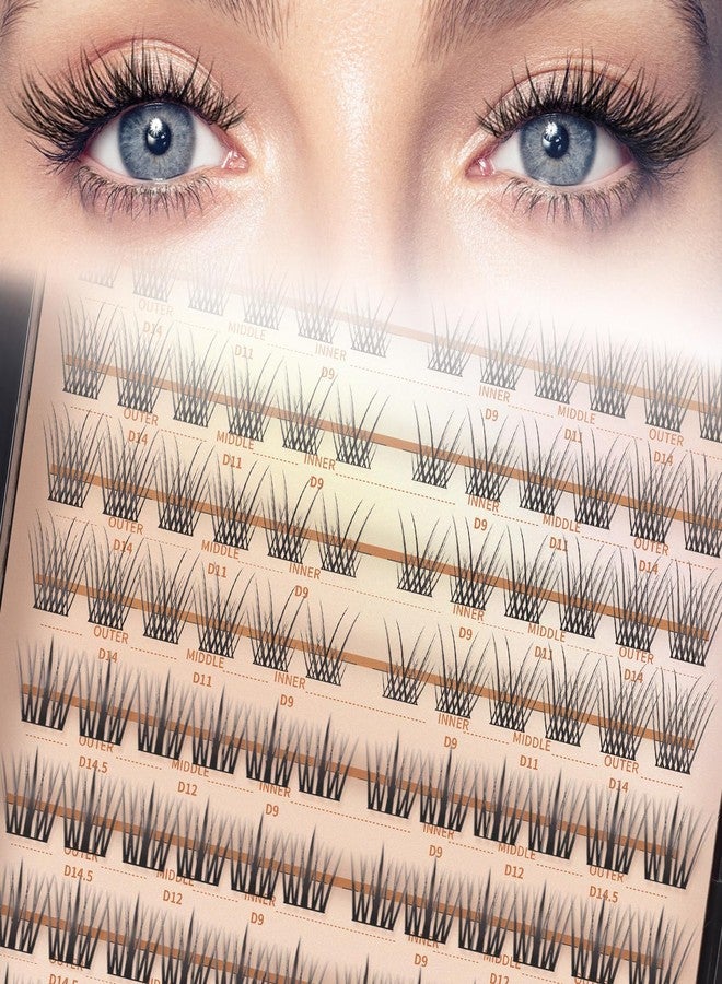 MLEN DIARY 132 Clusters Fox Eye Lash Clusters Wispy Cat Eye Lashes Individual Lash Extensions with Bottom Lashes 4D D Curl Manga Eyelash Extension Kit Fluffy Mink Lashes Natural Look Faux False Lashes - Image 1