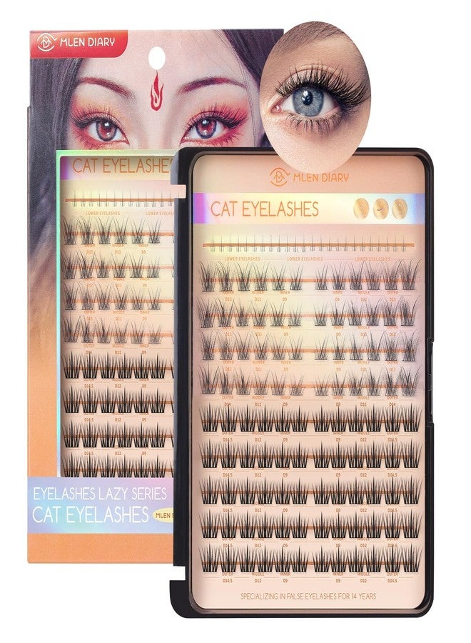 MLEN DIARY 132 Clusters Fox Eye Lash Clusters Wispy Cat Eye Lashes Individual Lash Extensions with Bottom Lashes 4D D Curl Manga Eyelash Extension Kit Fluffy Mink Lashes Natural Look Faux False Lashes - Image 2