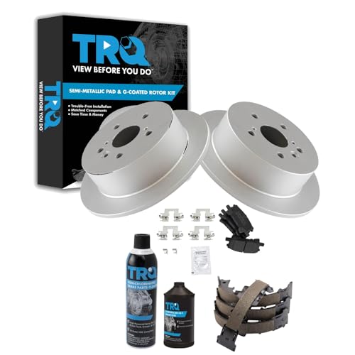 TRQ Rear Brake Pad & Rotor Kit Semi-Metallic Compatible with 2004-2006 Lexus RX330 2007-2009 RX350 2006-2008 RX400h 2004-2007 Toyota Highlander - Image 1