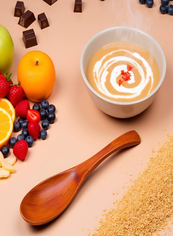 Jwthee Wooden Spoons for Eating, 2PCS Wooden Serving Spoons Small Wood Spoon for Soup, Coffee, Salad Desserts, Chips, Snacks, Cereal, And Fruit - Image 3