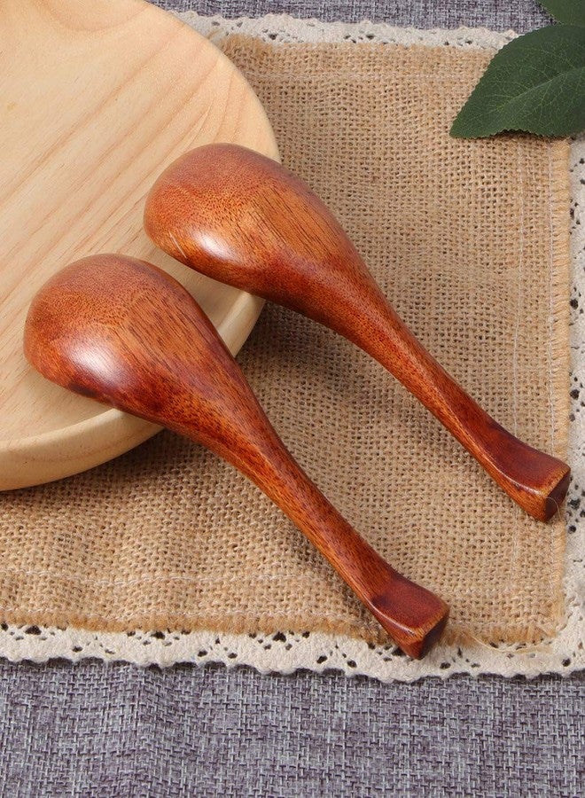 Jwthee Wooden Spoons for Eating, 2PCS Wooden Serving Spoons Small Wood Spoon for Soup, Coffee, Salad Desserts, Chips, Snacks, Cereal, And Fruit - Image 5