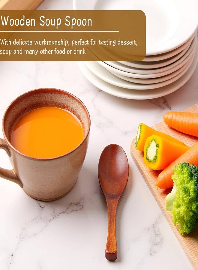Jwthee Wooden Spoons for Eating, 2PCS Wooden Serving Spoons Small Wood Spoon for Soup, Coffee, Salad Desserts, Chips, Snacks, Cereal, And Fruit - Image 2