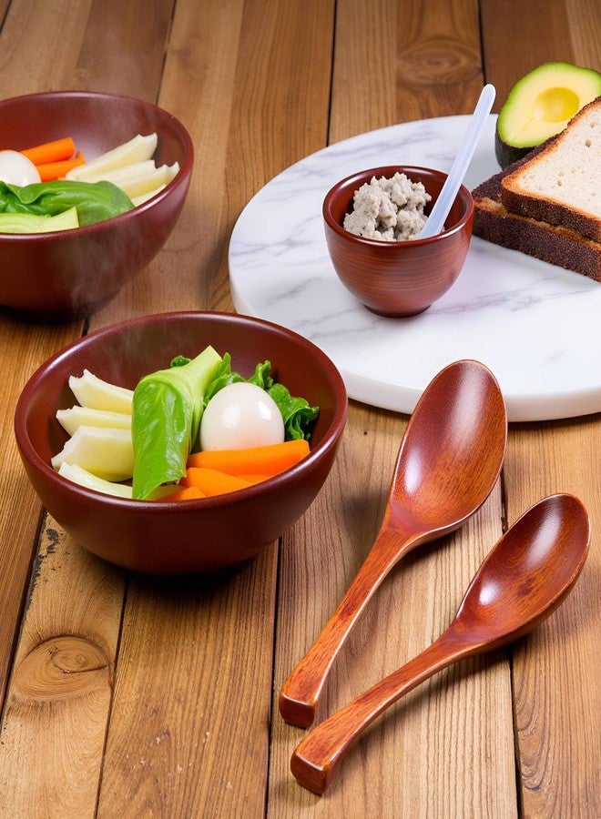 Jwthee Wooden Spoons for Eating, 2PCS Wooden Serving Spoons Small Wood Spoon for Soup, Coffee, Salad Desserts, Chips, Snacks, Cereal, And Fruit - Image 4