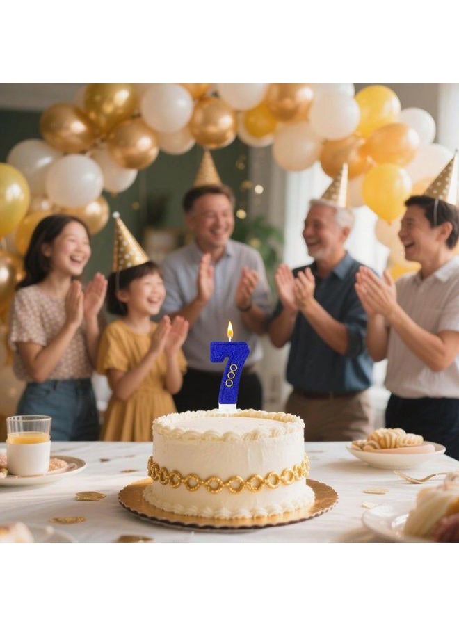 Zailo Blue gold ring number birthday candle glitter gold ring blue hedgehog theme number candle cake decoration suitable for birthday decoration anniversary party supplies (7) - Image 5