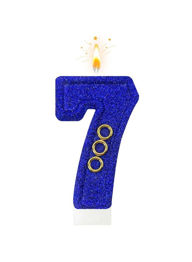 Zailo Blue gold ring number birthday candle glitter gold ring blue hedgehog theme number candle cake decoration suitable for birthday decoration anniversary party supplies (7) - Image 1