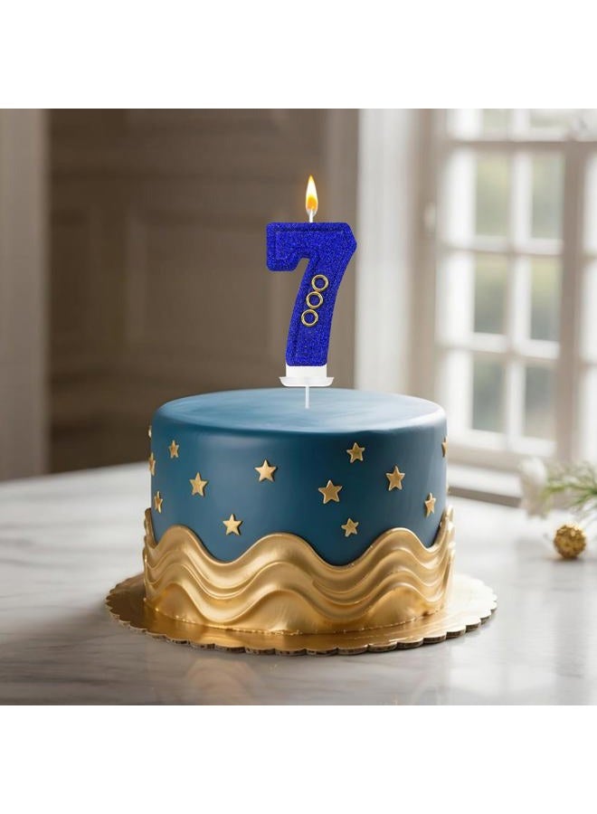 Zailo Blue gold ring number birthday candle glitter gold ring blue hedgehog theme number candle cake decoration suitable for birthday decoration anniversary party supplies (7) - Image 4