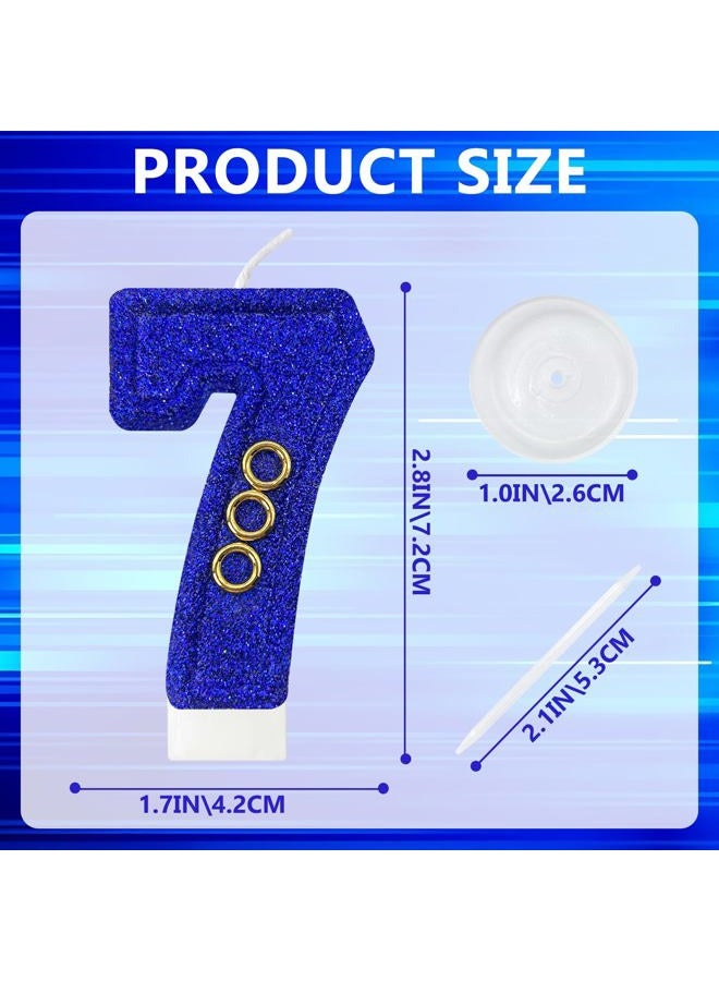 Zailo Blue gold ring number birthday candle glitter gold ring blue hedgehog theme number candle cake decoration suitable for birthday decoration anniversary party supplies (7) - Image 2