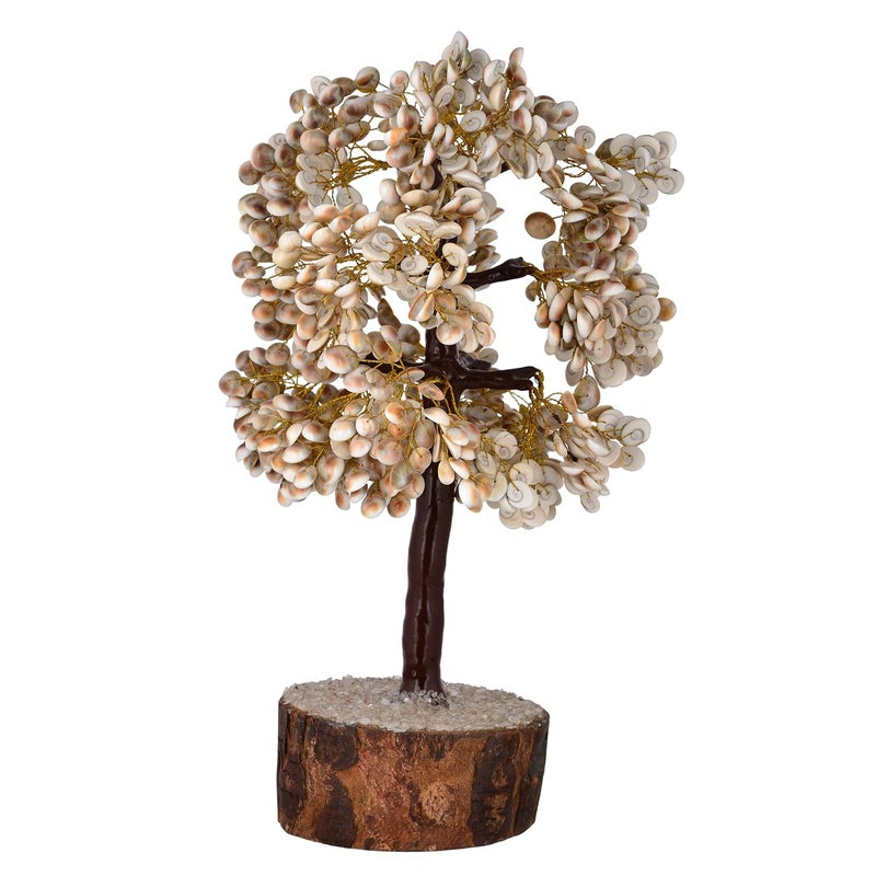 KESAR ZEMS KESAR ZEMS FengShui Good Luck Gomti Chakra Tree with 1500 Beads for Wealth Success ProsperityHome Office Table Decor 14 x 14 x 38 cmWhite