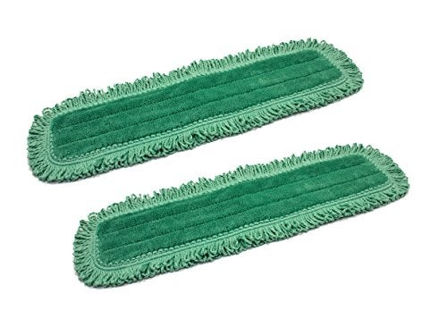 Real Clean 24 Inch Green Fringe Microfiber Dust Mop Pads (Pack of 2) - Image 1