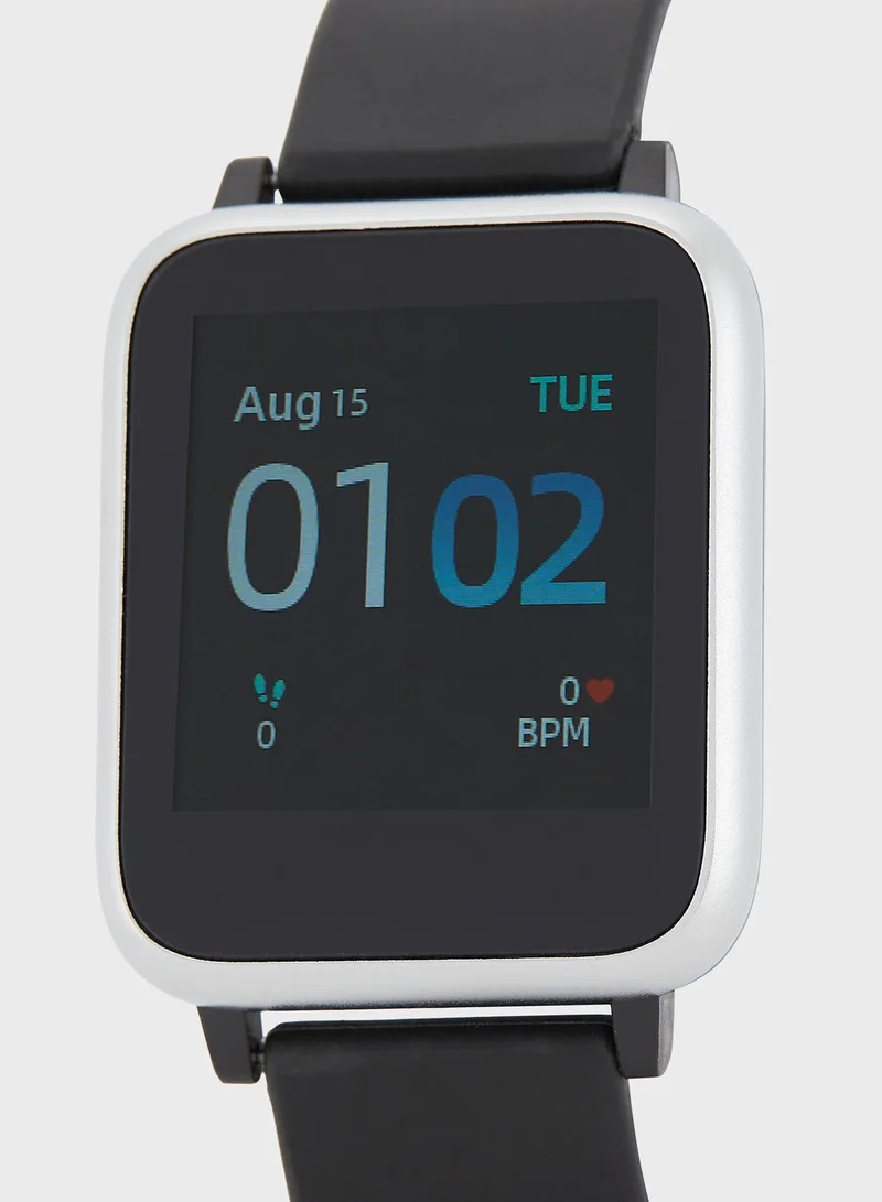 iTouch iTouch Unisex Go Smartwatch Silver/Black Silicone Strap