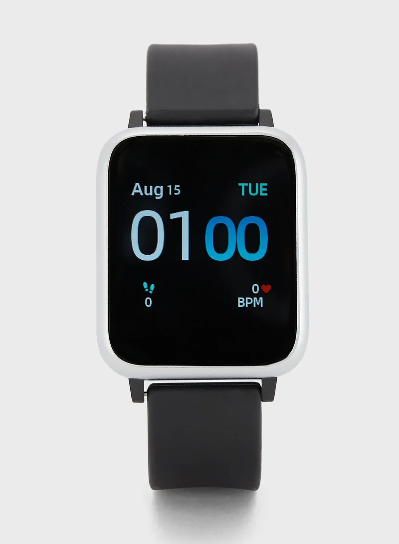 iTouch iTouch Unisex Go Smartwatch Silver/Black Silicone Strap