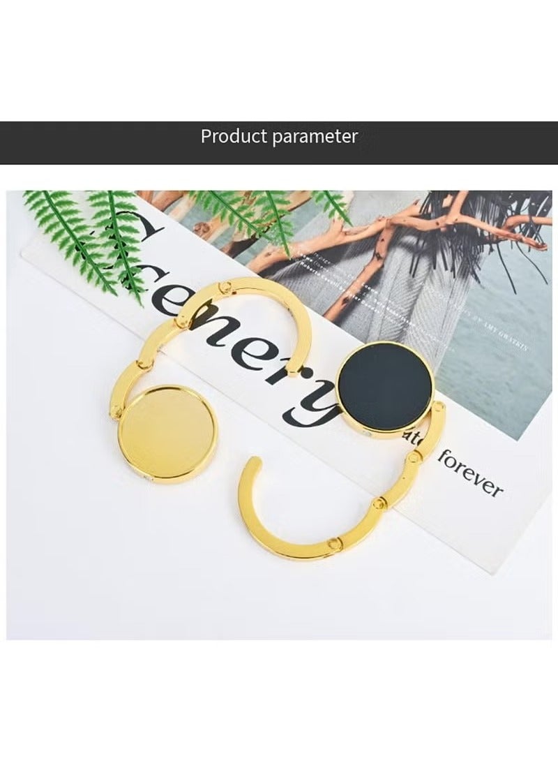 2 Folding Handbag Hooks - Portable Purse Hangers for Tables (Gold) - Image 3