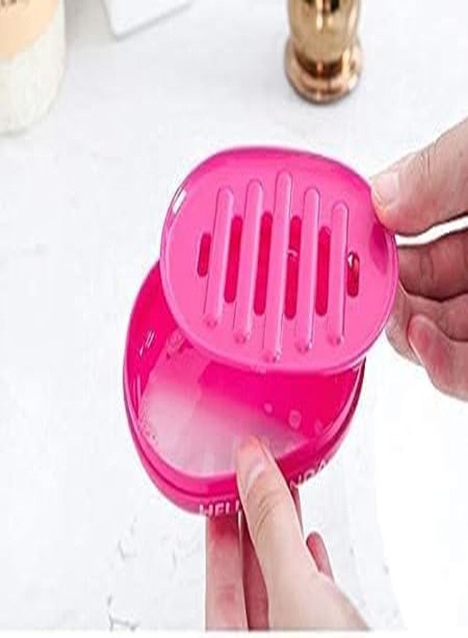 Keetly Soap Holder Travel Soap Container with Lid, Portable Bar Soap Holder, Leakproof Soap Box with Perforations, Soap Dishes for Traveling, Camping, Gym Pack of 1 (Dark Pink) - Image 2