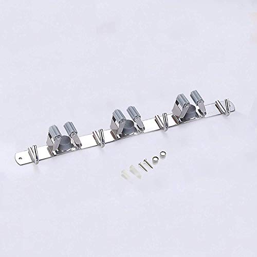 Topinon Stainless Steel Broom Mop Holder Hanging Shelves Wall Mount 3 Racks 4Hooks-1Pc - Image 5