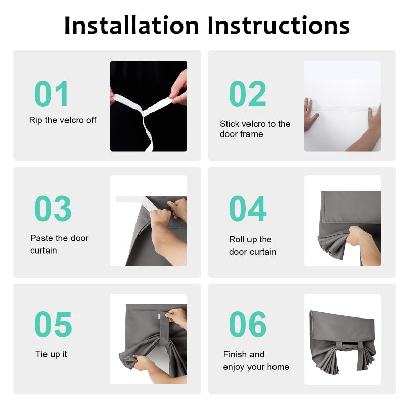 WdFour French Door Curtain, Window Blackout Curtain, Suitable for Front Doors, Side Doors, Door and Window Covers with Insulation and Thermal Insulation Functions. (25W x 70L Inch Dark Gray, 1 Panel) - Image 2