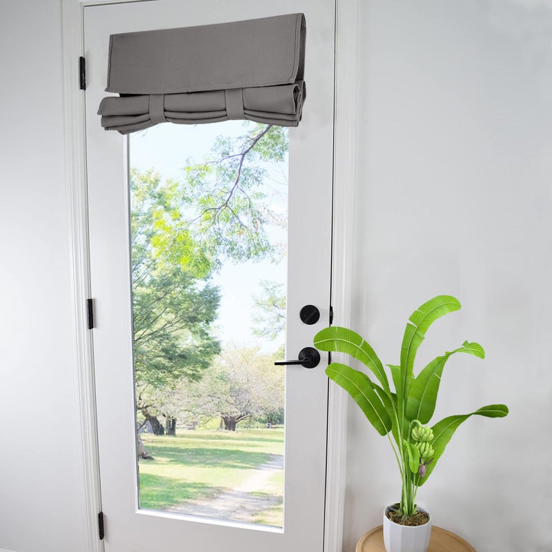 WdFour French Door Curtain, Window Blackout Curtain, Suitable for Front Doors, Side Doors, Door and Window Covers with Insulation and Thermal Insulation Functions. (25W x 70L Inch Dark Gray, 1 Panel) - Image 1