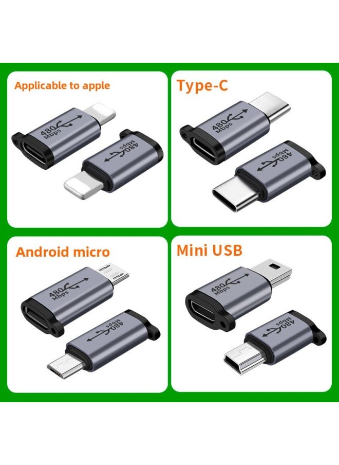 Generic - Typec Female To Android Revolution Miniusb Connector Micro To Lighting Conversion Head For Apple Hand-Color:Apple Female To Type—c Male ★12w Suitable For 15/16-1 Pack - Image 1
