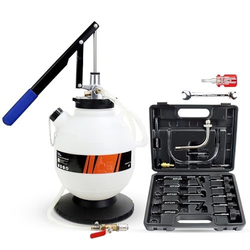 YSTOOL 7.5L Transmission Fluid Pump Manual ATF Refill Fill System Dispenser Hand Pump Kit Portable Automatic Oil Transfer Change Filling Tools with 15PCS ATF Adapters Black Case - Image 1