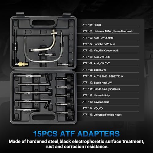 YSTOOL 7.5L Transmission Fluid Pump Manual ATF Refill Fill System Dispenser Hand Pump Kit Portable Automatic Oil Transfer Change Filling Tools with 15PCS ATF Adapters Black Case - Image 3