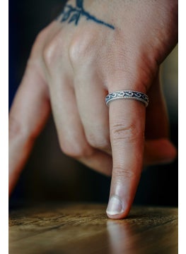 The Collection Thin Model Adjustable Men's Silver Plated Ring  - Image 2