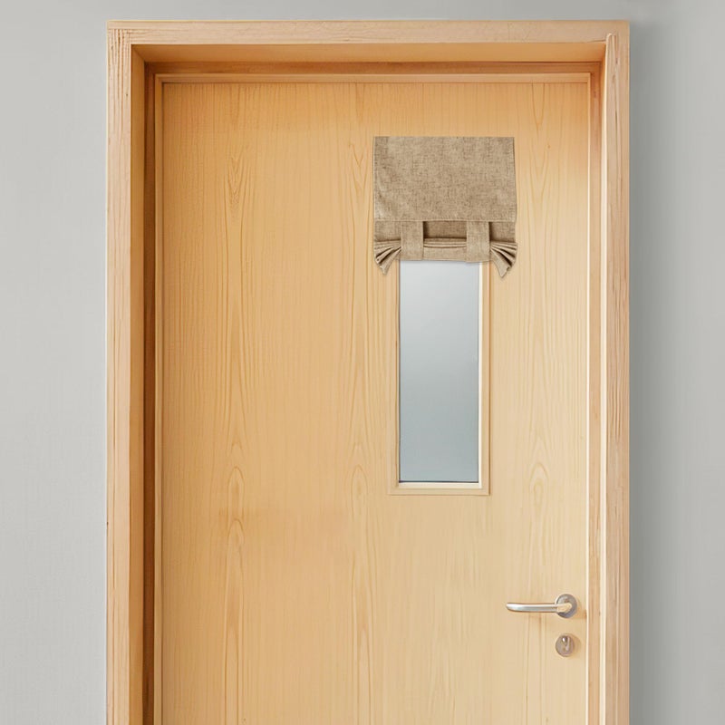 KGORGE Classroom Door Window Curtain 100 Blackout Total Privacy Linen Blended French Door Curtain Effortless SelfAhensive Window Blinds for Clinic Hospital W12 x L40 inch Camel 1 Panel