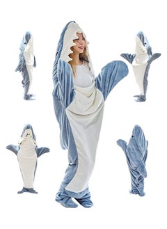 Generic Shark Sleeping Bag Cute Animal Shark Onesie for Teens Adult Shark Costume Pajamas Shark Hoodie Blanket,grey  - Image 5