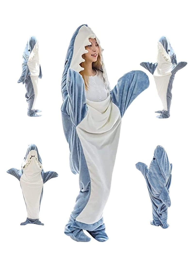 Shark Sleeping Bag Cute Animal Shark Onesie for Teens Adult Shark Costume Pajamas Shark Hoodie Blanket,grey  - Image 5