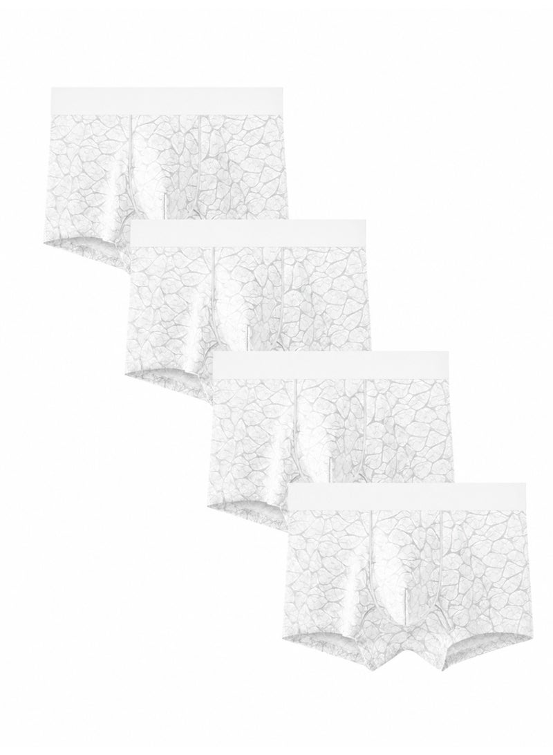 Men’s Boxer Briefs 4 Pack, Ice Silk Printed Soft Stretch Breathable Underwear, Quick-Dry Lightweight Trunks - Image 1