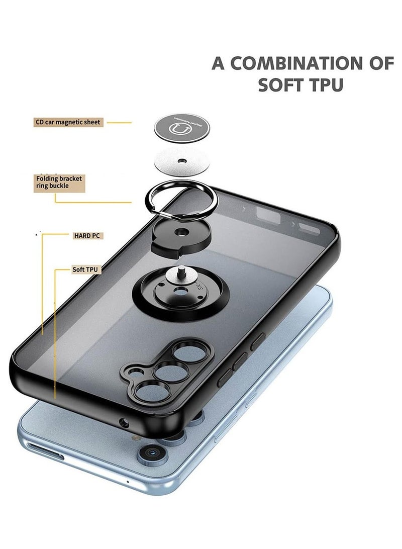 Techie غطاء خلفي شفاف أنيق مع حامل حلقي مغناطيسي لهاتف Samsung Galaxy A55 - أسود - Image 5