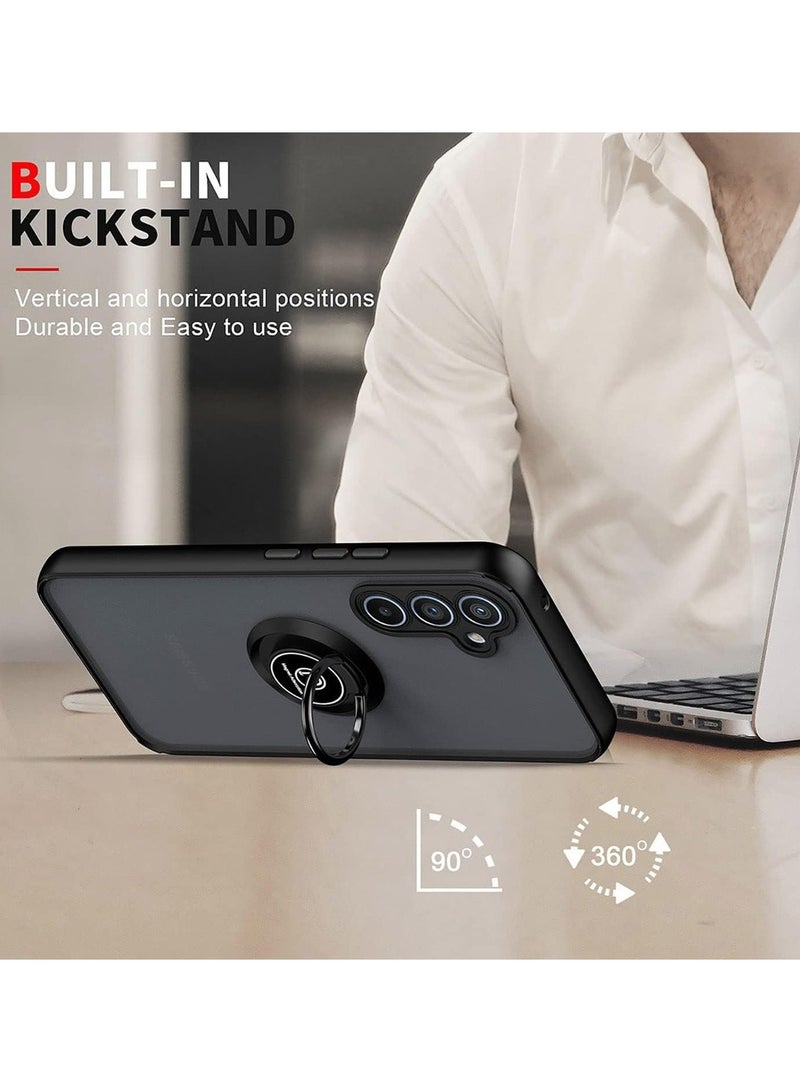 Techie غطاء خلفي شفاف أنيق مع حامل حلقي مغناطيسي لهاتف Samsung Galaxy A55 - أسود - Image 3