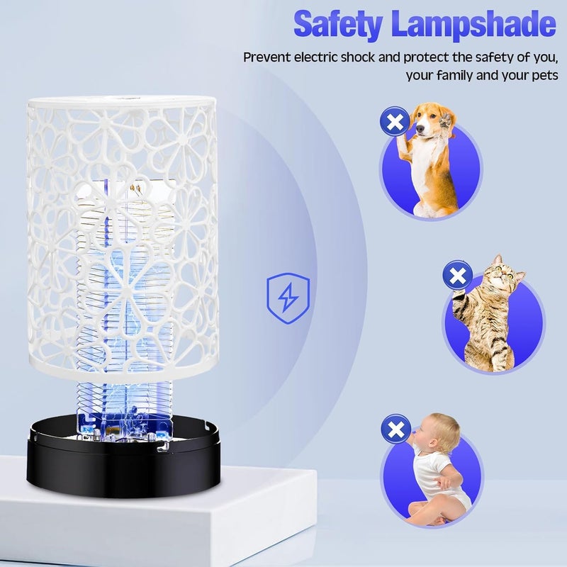 ديروفان مصباح Derovan الصديق للبيئة لقتل البعوض يعمل بمنفذ USB - مصيدة حشرات بالأشعة فوق البنفسجية بطول موجة 365 نانومتر مع مروحة شفط دوامية وغطاء مصباح أمان - مصيدة حشرات داخلية خالية من المواد الكيميائية - أبيض - Image 3