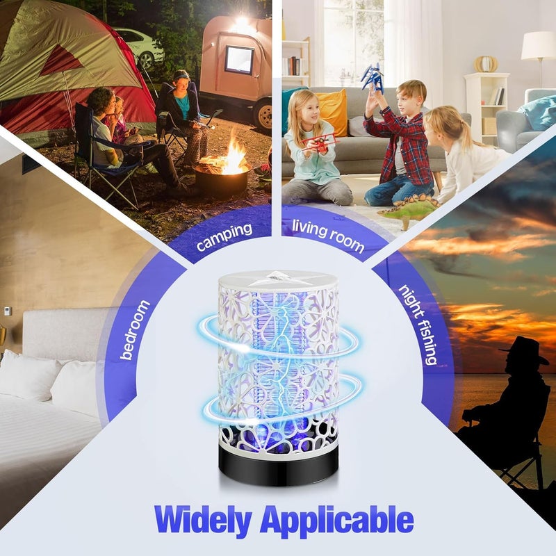 ديروفان مصباح Derovan الصديق للبيئة لقتل البعوض يعمل بمنفذ USB - مصيدة حشرات بالأشعة فوق البنفسجية بطول موجة 365 نانومتر مع مروحة شفط دوامية وغطاء مصباح أمان - مصيدة حشرات داخلية خالية من المواد الكيميائية - أبيض - Image 4