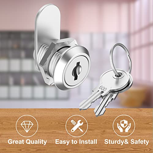 Hecfu 1 Pack Cabinet Locks with Keys, 5/8" Cam Lock keyed Alike, Secure Drawer File Cabinet Mailbox Lock Replacement RV Storage Locks, Zinc Alloy - Image 3