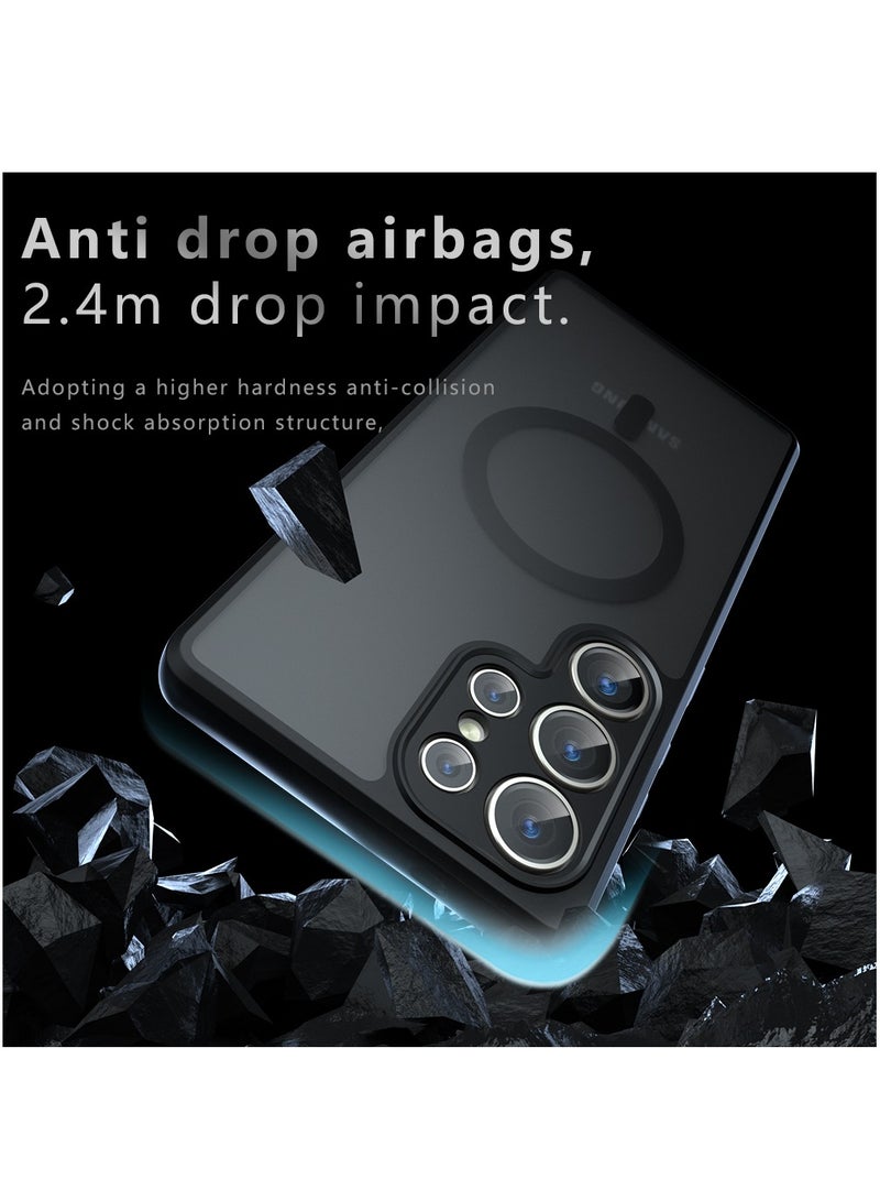 [1+2 Sets] For Samsung Galaxy S25 Ultra Case Cover & Screen Protector Magnetic Frosted Translucent Back Protective Slim Phone Cover, Anti-Fingerprints, Anti-Fall Drop Protection，2 Tempered Flims - Image 3