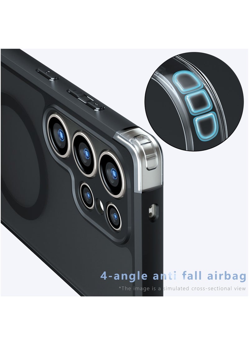 [1+2 Sets] For Samsung Galaxy S25 Ultra Case Cover & Screen Protector Magnetic Frosted Translucent Back Protective Slim Phone Cover, Anti-Fingerprints, Anti-Fall Drop Protection，2 Tempered Flims - Image 4