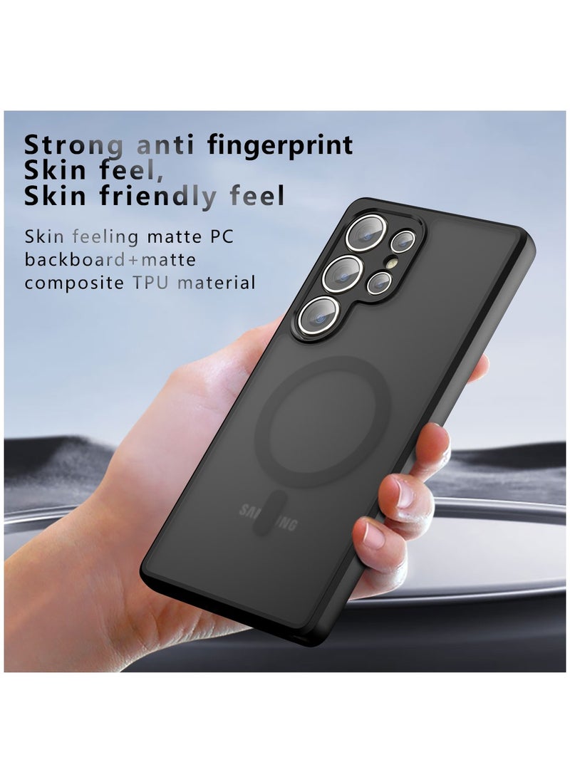 [1+2 Sets] For Samsung Galaxy S25 Ultra Case Cover & Screen Protector Magnetic Frosted Translucent Back Protective Slim Phone Cover, Anti-Fingerprints, Anti-Fall Drop Protection，2 Tempered Flims - Image 5