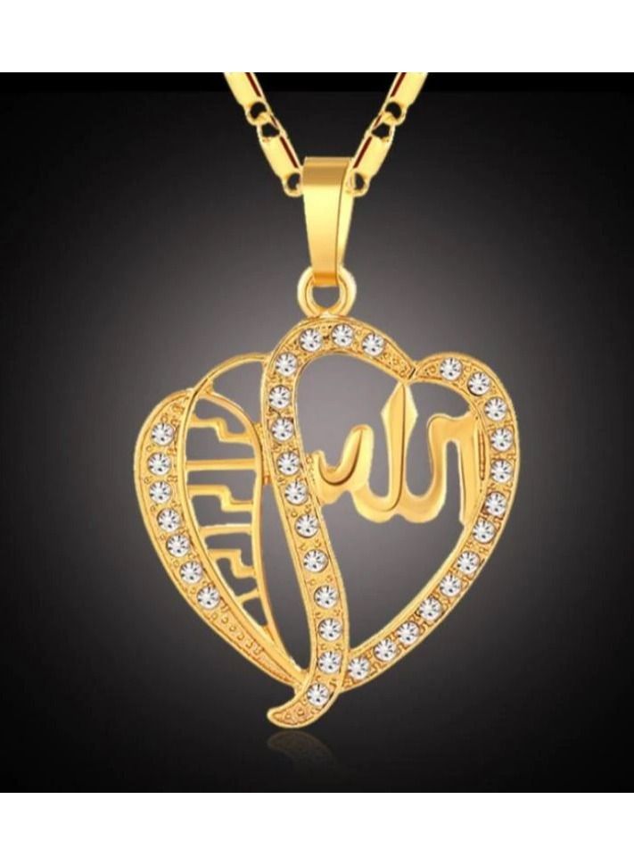 DubaiGallery Fashion Jewelry Highly craftsmanship Hearts Islamic Allah Pendant Charms Necklace Religious Muslim Jewelry Gift For Women Gold Color Jewelry - Image 3