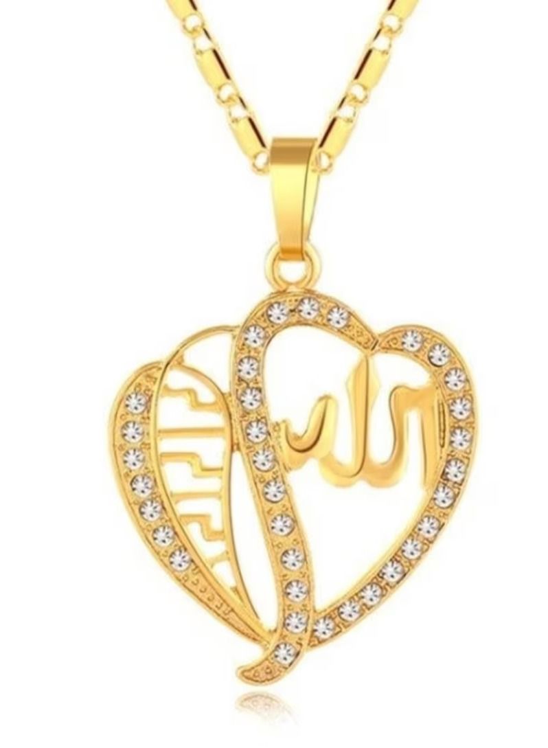 DubaiGallery Fashion Jewelry Highly craftsmanship Hearts Islamic Allah Pendant Charms Necklace Religious Muslim Jewelry Gift For Women Gold Color Jewelry - Image 2