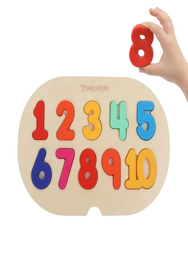 7 Days of Play Number Puzzle for Kids, Sensory Bin Insert for Sensory Tables, Silicone Numbers, Wooden Fine Motor Learning Toy - Image 1