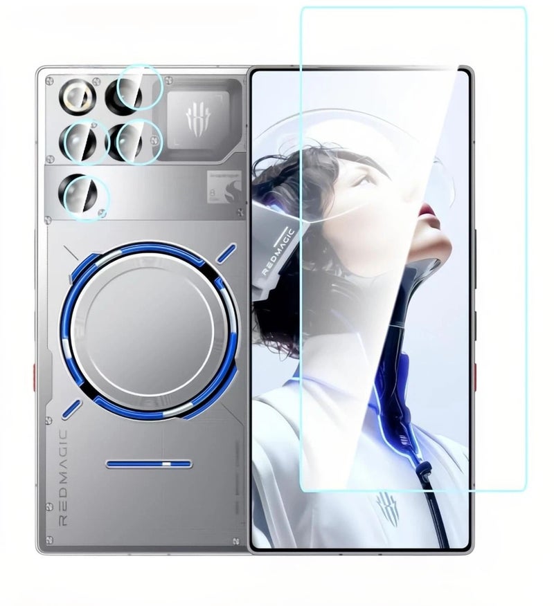 عام [2+2 حبة] متوافق مع ZTE Nubia Red Magic 11 Pro Plus، حامي شاشة + حامي عدسة الكاميرا، صلابة 9H مضاد للخدوش وبصمات الأصابع، فيلم مقوى لـ Red Magic 11 Pro+. - Image 1