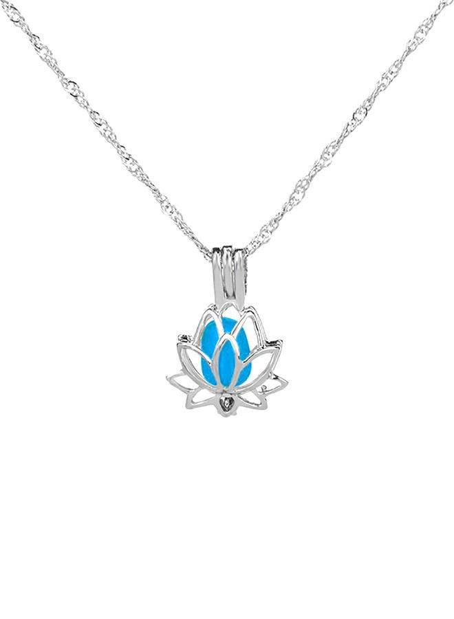 NIBEMINENT Creative Hollowed Lotus Glow in The Dark Pendant Necklace 