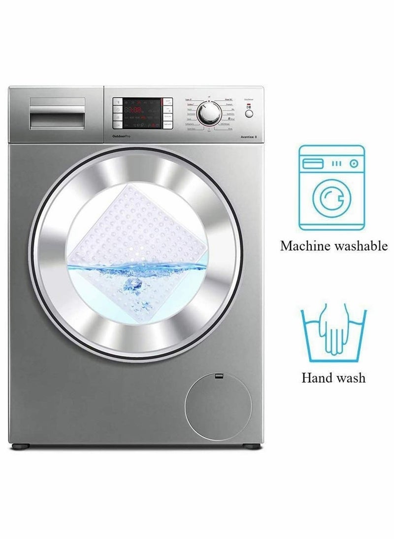 Square Shower Mat Non Slip Anti Mould Machine Washable Bathtub Mat with Suction Cup Safety Bath Mat, Antibacterial Rubber Kids Shower Mat with Drain Holes, 53 × 53cm, Transparent White - Image 4