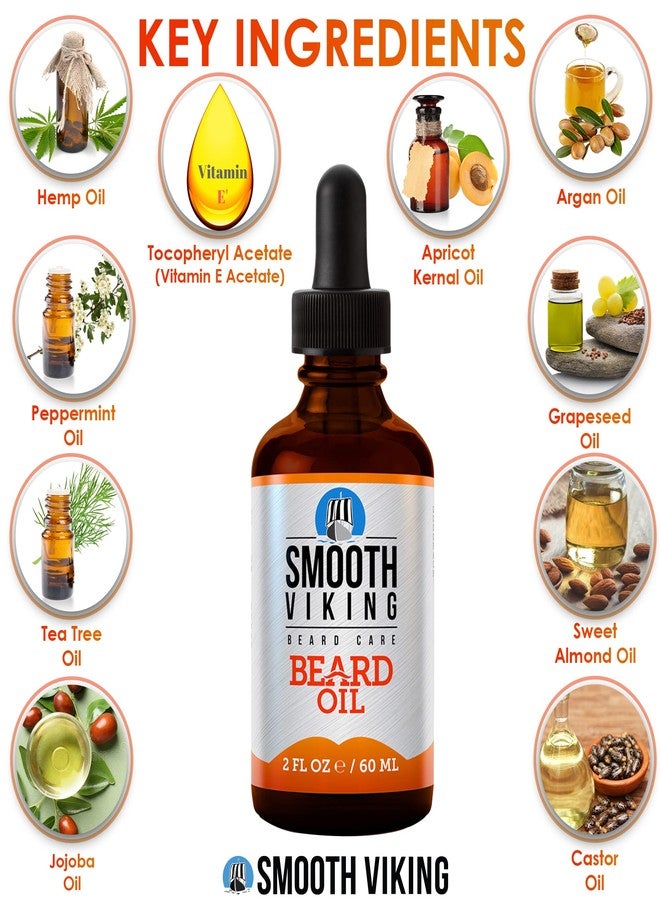Smooth Viking Beard Care Smooth Viking Beard and Mustache Oil for Men - Argan Formula for Moisturizing, Grooming, and Soothing Dry Skin (2 Oz) - Image 2
