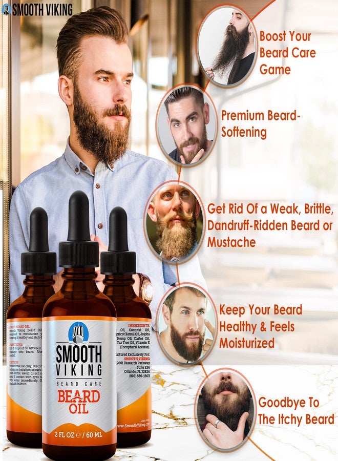 Smooth Viking Beard Care Smooth Viking Beard and Mustache Oil for Men - Argan Formula for Moisturizing, Grooming, and Soothing Dry Skin (2 Oz) - Image 3