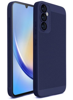 Heat Dissipation Case with Built in Camera Lens Protector Slim Fit Breathable Cooling Anti Fingerprint Hard PC Back Shockproof Cover For Samsung Galaxy A54 (Blue)