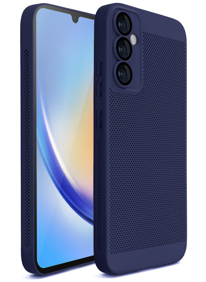 Generic - Heat Dissipation Case with Built in Camera Lens Protector Slim Fit Breathable Cooling Anti Fingerprint Hard PC Back Shockproof Cover For Samsung Galaxy A54 (Blue) - Image 1