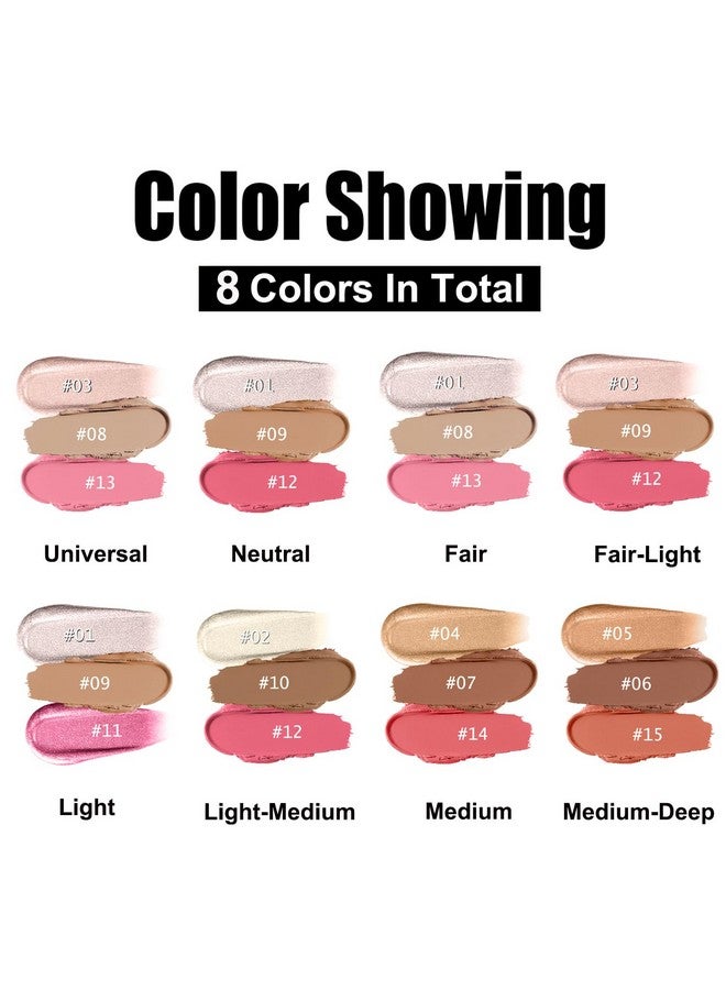 Hilareco 3 Pcs Cream Contour Stick Makeup Kit, Shades with Highlighter Stick, Blush Stick and Bronzer Contour Stick for Sculpt the Cheeks, Waterproof, Matte & Dewy Finish (Fair-Light,#03+#09+#12) - Image 3