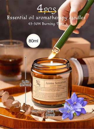 مجموعة 4 شموع معطرة للمنزل، مجموعة شموع اللافندر، شموع برطمان للعلاج العطري للمنزل، 80 مل شموع تدوم طويلاً 45-50 ساعة، مجموعة هدايا شموع معطرة للنساء، عيد الميلاد، الذكرى السنوية - view 2