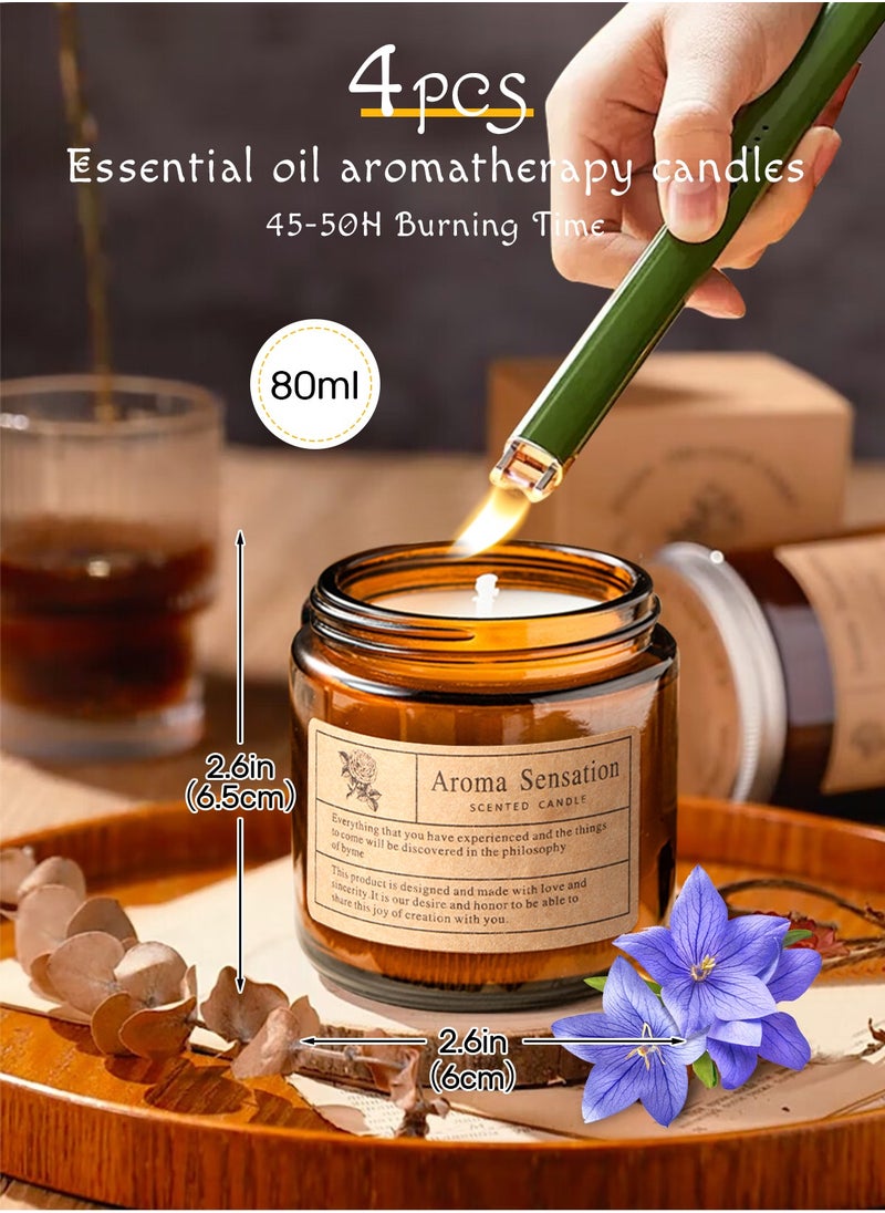 هومار كيت مجموعة 4 شموع معطرة للمنزل، مجموعة شموع اللافندر، شموع برطمان للعلاج العطري للمنزل، 80 مل شموع تدوم طويلاً 45-50 ساعة، مجموعة هدايا شموع معطرة للنساء، عيد الميلاد، الذكرى السنوية  - Image 2